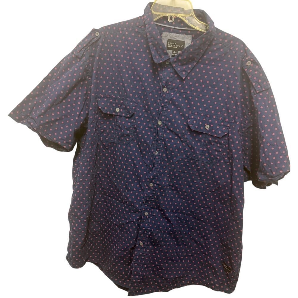 Truth Substance Common Sense Men's 4XL Button Up Shirt gothic blue red short